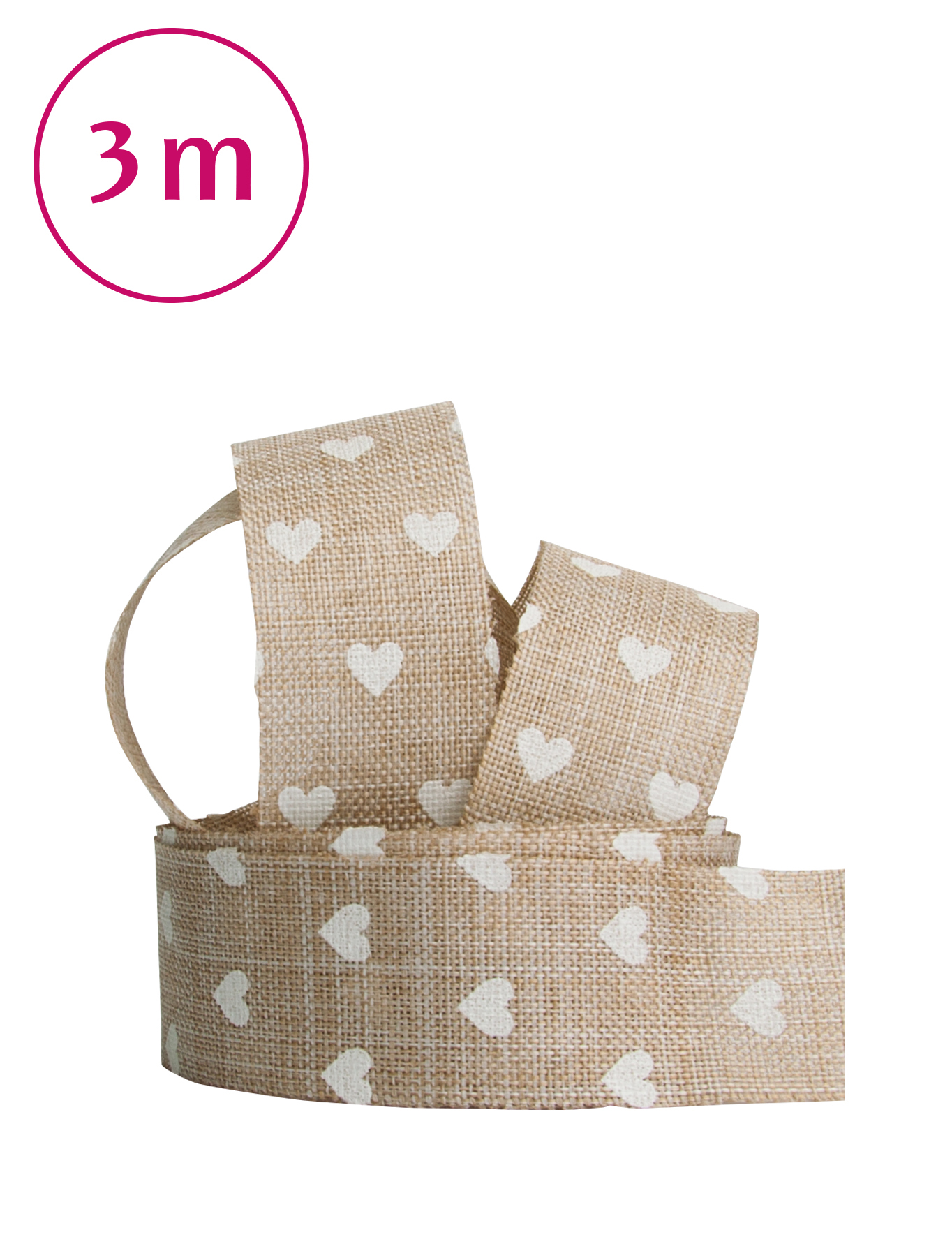 Band mm weiss Herzen / 3m 